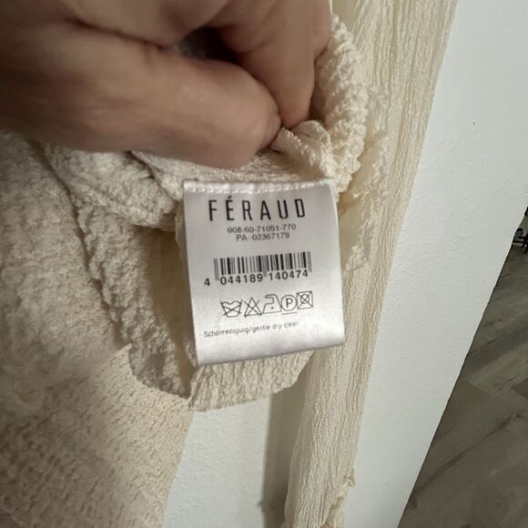 Louis Feraud Vintage Cream Ivory Silk Blouse Womens Button VNeck Ruched  Sz 12 - Picture 8 of 11